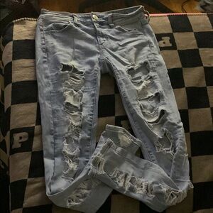 American Eagle Outfitters Blue Skinny Jeans Distressed